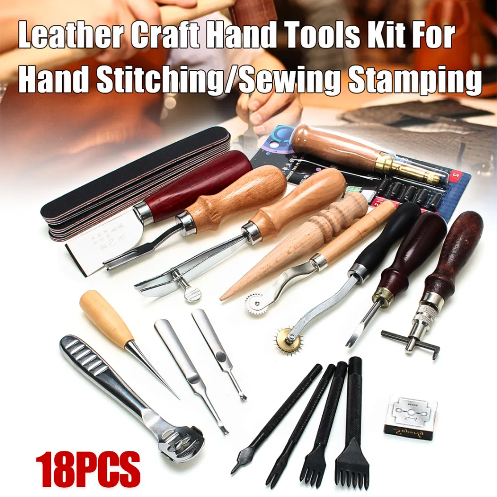 PUSAT Junetree Alat Kerajinan Pengrajin Kulit lengkap Peralatan Seni DIY 18in1 Leather WA134