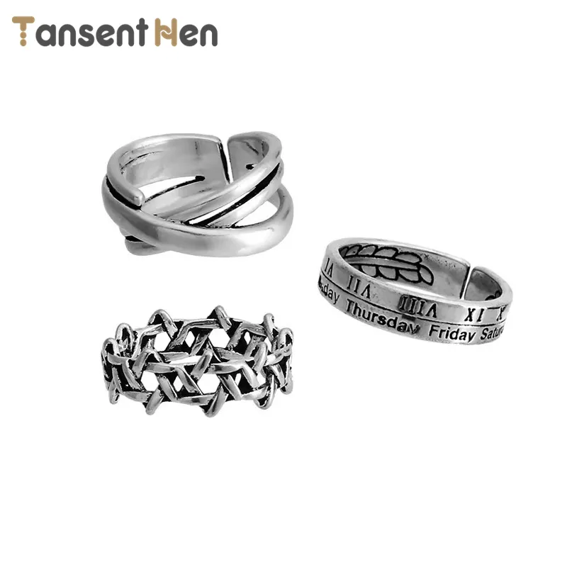 COD Murah Set Cincin Punk Pria Angka Romawi Hip Pop Personality Couple Kit Cincin Yang Dapat Disesuaikan Fashion Gaya Punk Aesthetic Cincin Grosir