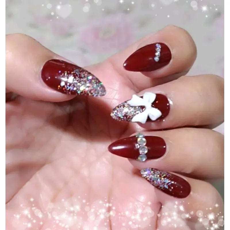 TERMURAH! KUKU PALSU FAKE NAILS 1 SET+ LEM GEL. UNTUK WEDDING, WISUDA DLL