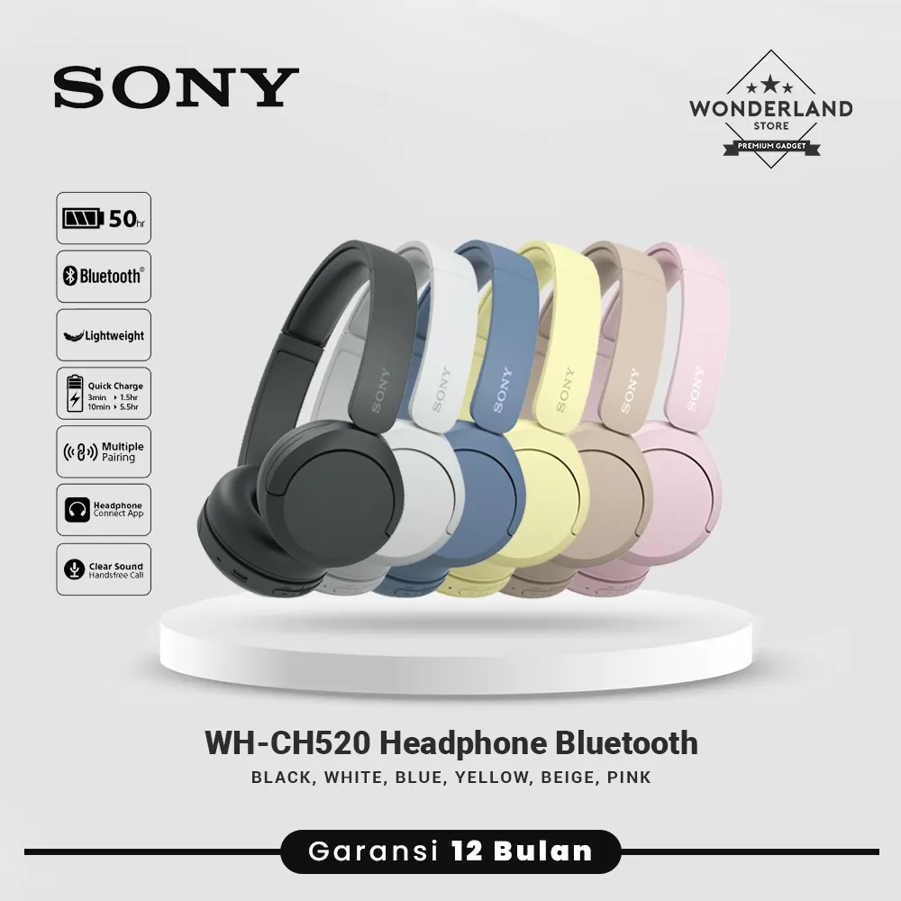 Sony WH-CH520 WH CH520 Headphone Wireless On-Ear Bluetooth 5.2 Custom EQ