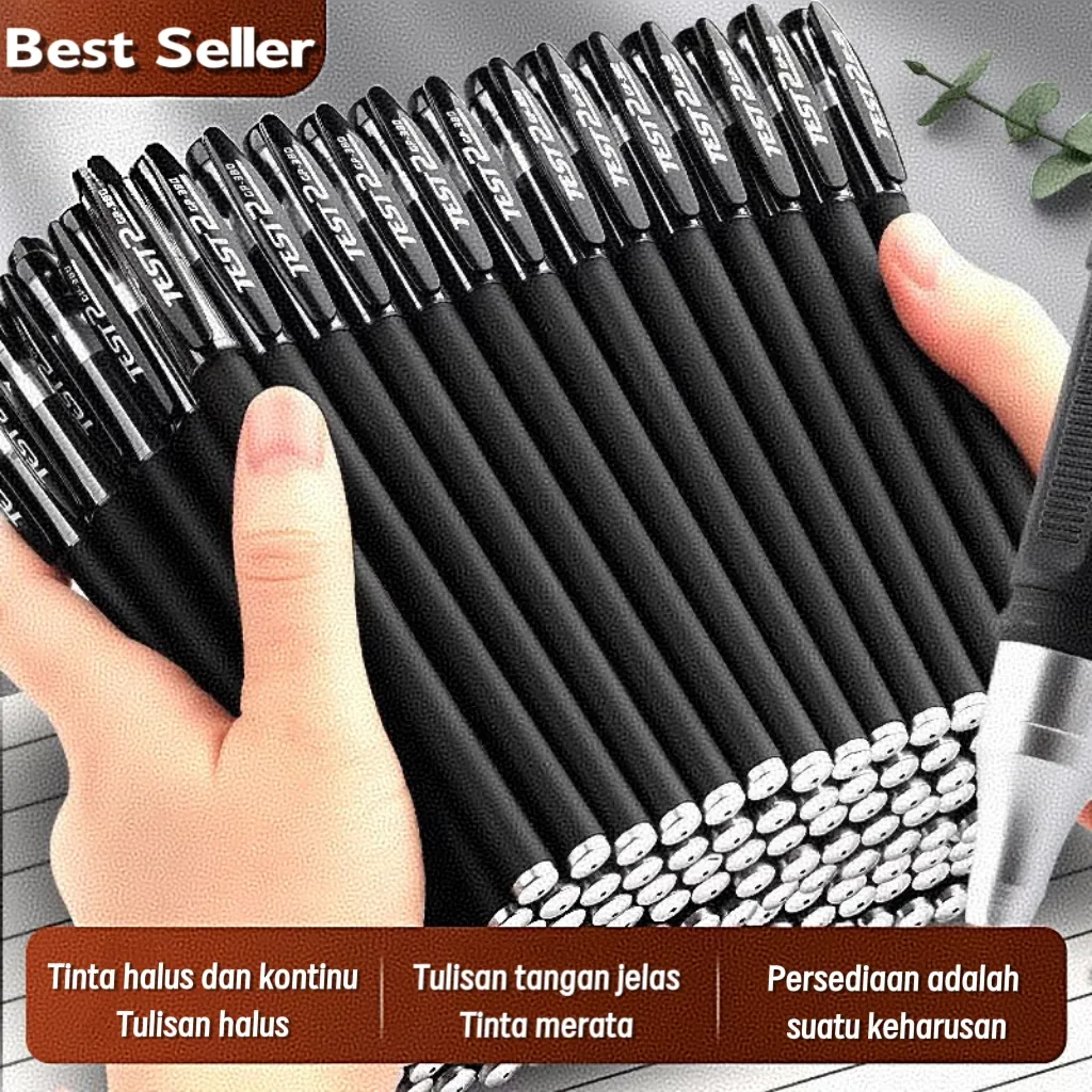 (Ready) DOREMI 50pcs Ballpoint Pulpen Gel Hitam Bollpoint Perlengkapan Sekolah Perlengkapan Kantor Pena Gel Hitam 0.5mm Pena Gel ALAT TULIS SABARSTORE
