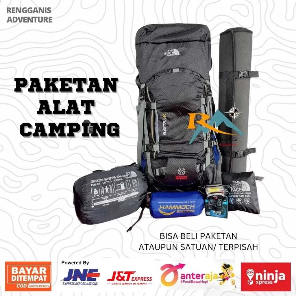 [ Paketan ] PAKET LENGKAP Alat Camping/Hiking Tas Gunung Carrier Matras Sleepingbag Hammock Trekking Pole Termurah