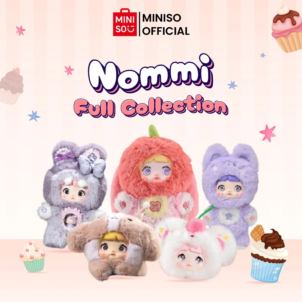 MINISO Nommi Full Collection Blind Box Plush Toy Surprise Box Koleksi Gantungan Tas Kunci Karakter Nommi