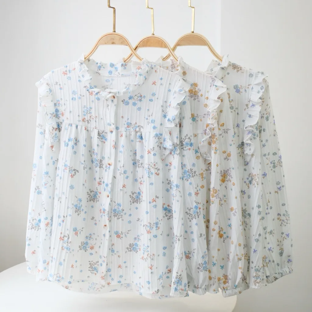 Blouse Wanita Motif Bunga / Atasan Wanita Lengan Panjang / Atasan Flowers Style