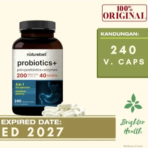 Probiotic 200 Billion Prebiotics and Probiotics 40 Strains per Serving 240 Capsules