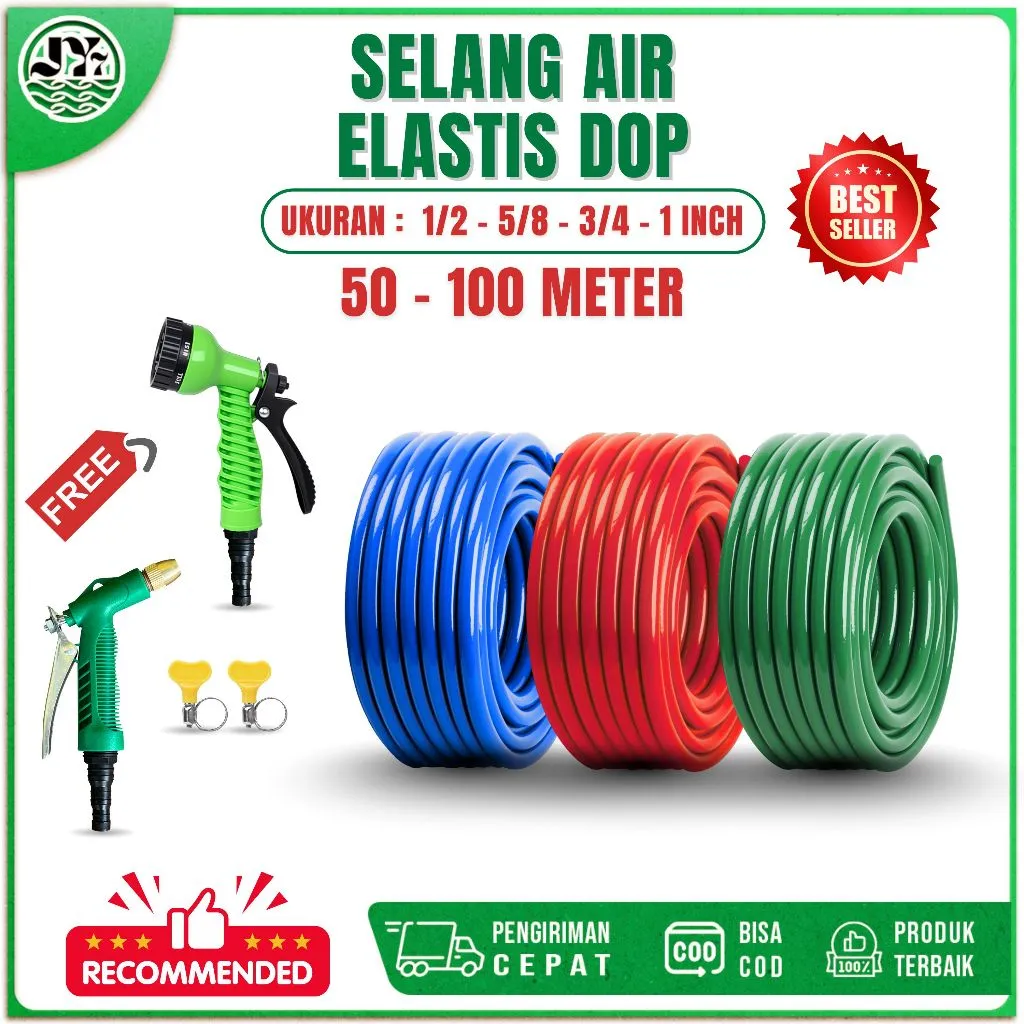 SELANG AIR ELASTIS 1 ROLL 50 - 100 METER 1/2 5/8 3/4 1 INCH SELANG AIR TAMAN KEBUN PERKEBUNAN COD