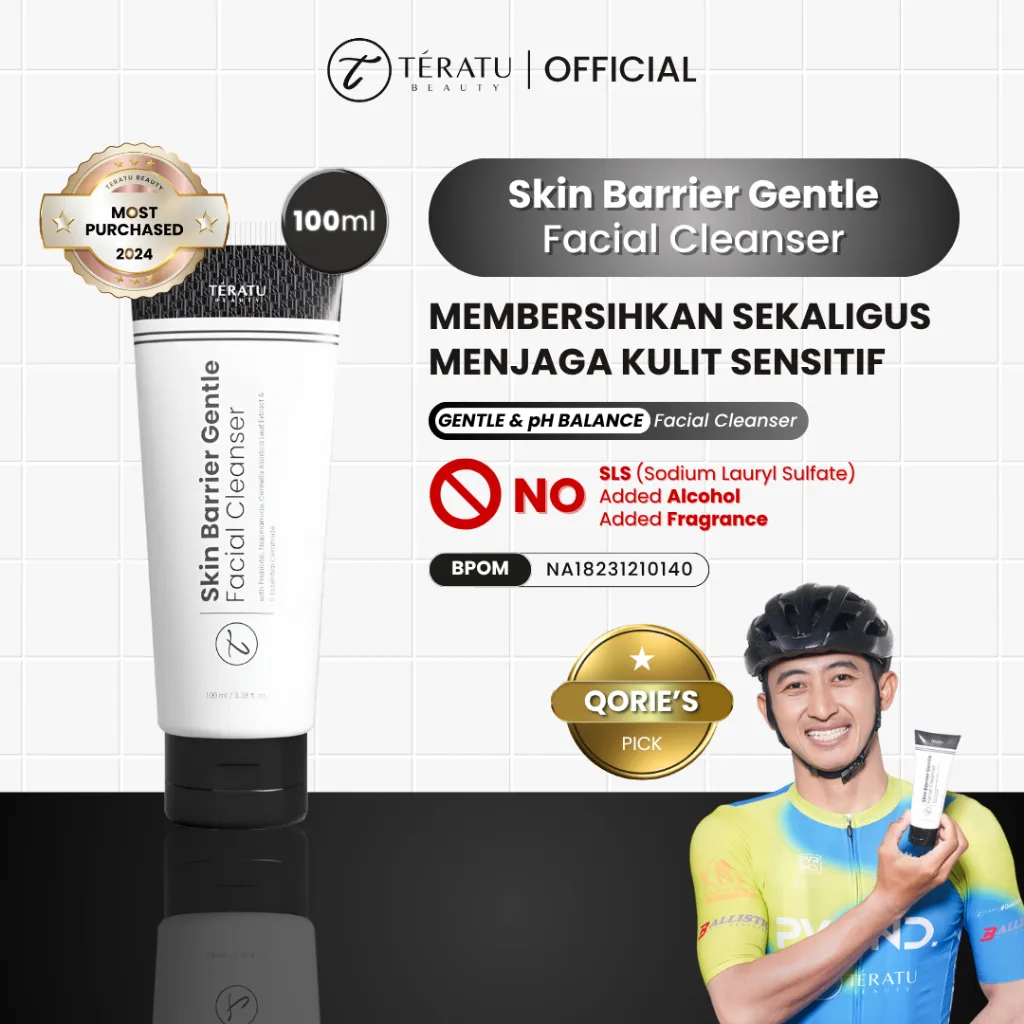 TERATU BEAUTY Skin Barrier Gentle Facial Cleanser (Sabun Cuci Muka Pembersih Wajah Memperkuat Skin Barrier Melembabkan Menghaluskan dan Mencerahkan Kulit Wajah)