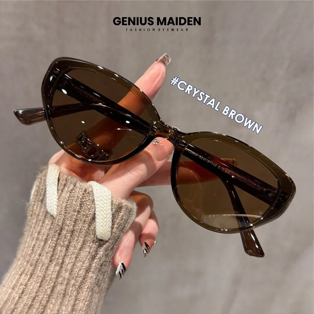 Genius Maide Kacamata Sunglasses Hitam Cat Eye Anti Silau Sinar Matahari UV40O Polarized Gaya Korea TR-90+Polarized Terbaru Gaya Vintage 81059S