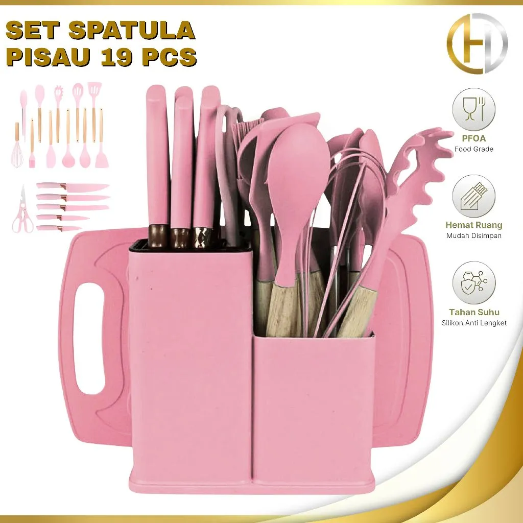 ONEL Spatula Silikon Set 19pcs + Pisau Talenan Kitchen Set Silicone FREE WADAH