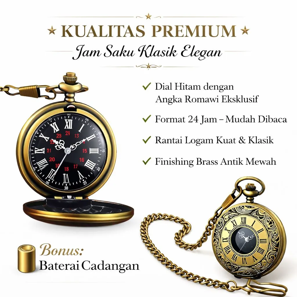 JAM SAKU PREMIUM VINTAGE CLASSIC POCKET WATCH HIASAN JAS BENGGOL BESKAP