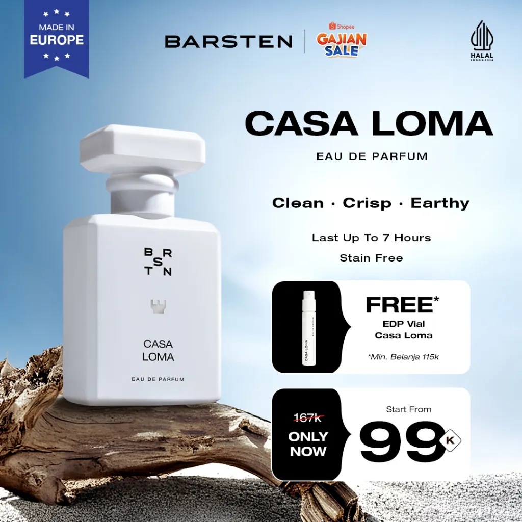 Barsten Casa Loma - Eau De Parfum 40Ml, Wangi Pria Maskulin, UNISEX Tahan Lama (Clean, Crisp, Earthy)
