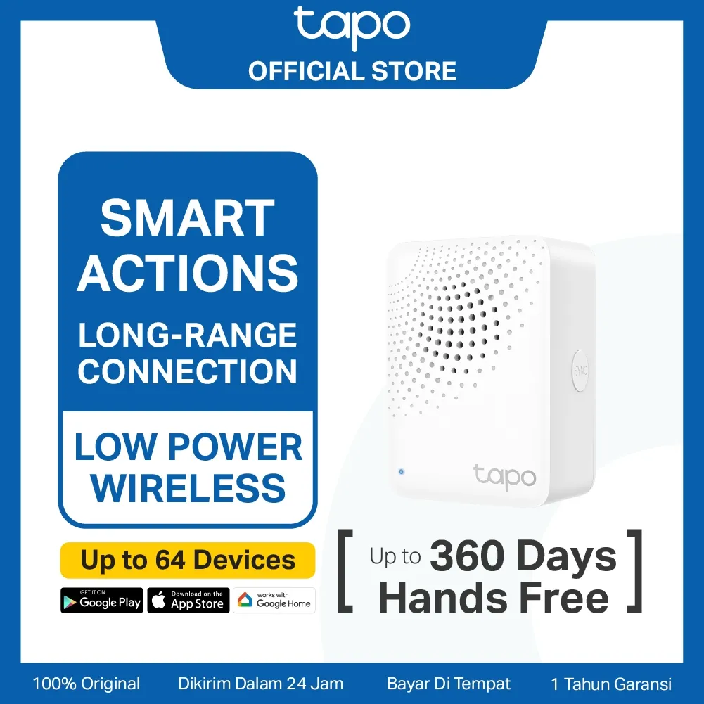 TAPO H100 Smart Hub with Chime Smart Alarm Smart Doorbell Long Range up to 64 Devices IoT Smart Home