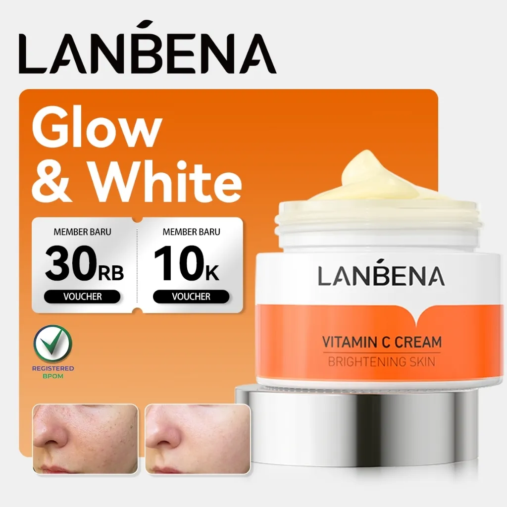 [HALAL] LANBENA Krim Wajah Vitamin C Anti Aging - Menyamarkan Garis Halus, Cegah Tanda Penuaan Dini, Menjaga Kelembaban Kulit, Skincare Wajah