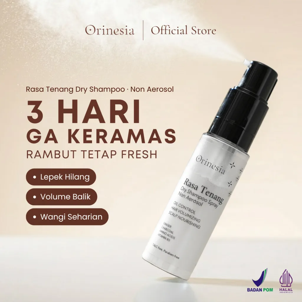 Orinesia Dry Shampoo Non Aerosol Anti Lepek Hair Powder Travel Size Rambut Lepek 32 Gr