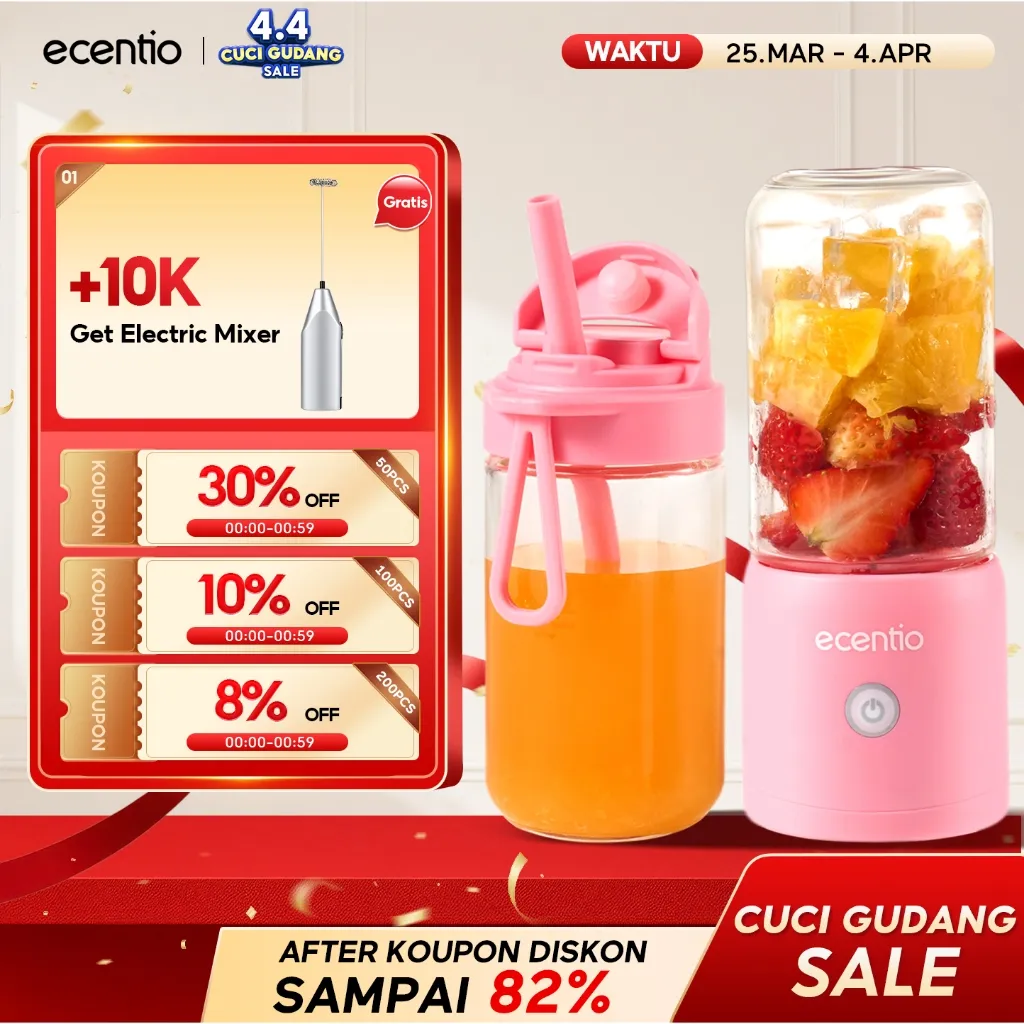 ecentio juicer portable 10 pisau juicer buah tanpa ampas 380ml+380ml blender jus buah juicer hand blender blender jus blender blender kapsul blender mini blender portable