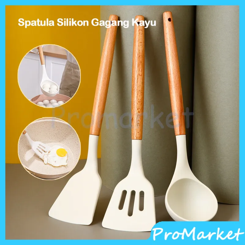Bahan Silikon Kuat Alat Masak Tumis Goreng / 3pcs Alat Masak Silicone Cooking Utensil / Spatula Silicon / Utensile Tahan Panas / Silikon Kitchen Tool