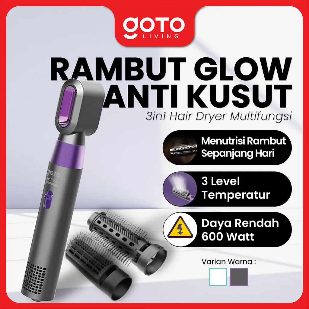 Goto Hairco Hair Dryer Sisir Blow Hairdryer Pengering Rambut 3in1
