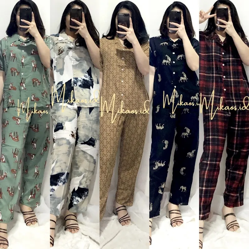 (COD) Piyama Abstrak Premium | baju tidur rayon termurah | piyama rayon abstrak tiedye rayon / oneset busui setelan wanita