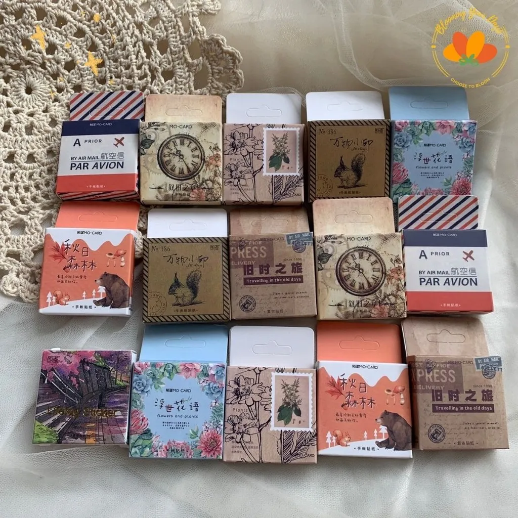 45pcs Sticker Vintage Retro Stiker Dekorasi Diary/Journal/Scrapbook Deco Catatan