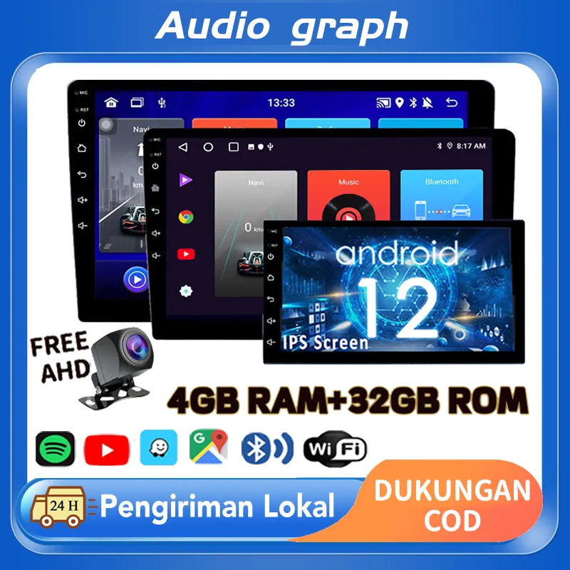 with cooling system  4G+32G IPS Screen Head Unit 7/9/10 Inch Car Android 13 Navigasi Untuk TOYOTA Daihatsu Mitsubishi android mobil 10 inch ram 4 HONDA SUZUKI Hyundai NISSAN Double Din tv mobil android