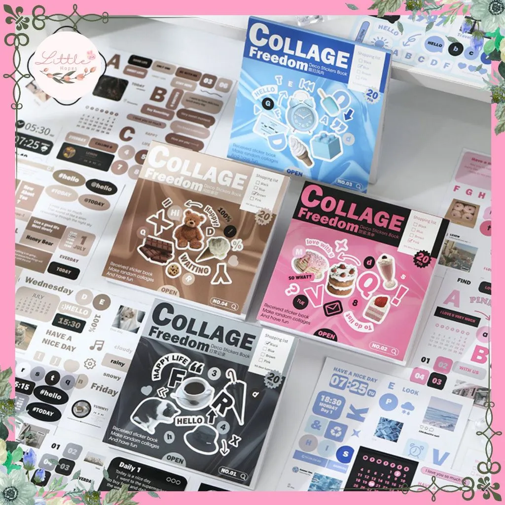 Sticker Book English Collage Retro Series Korean Ins Deco Style Vibes Scrapbook DIY Journaling