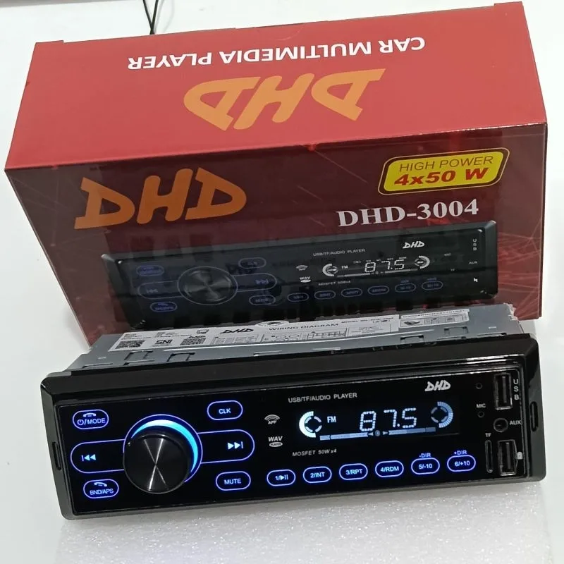 Tape Mobil Single Din Car Mp3 Player DHD dengan Radio FM Dua Port USB dan Bluetooth