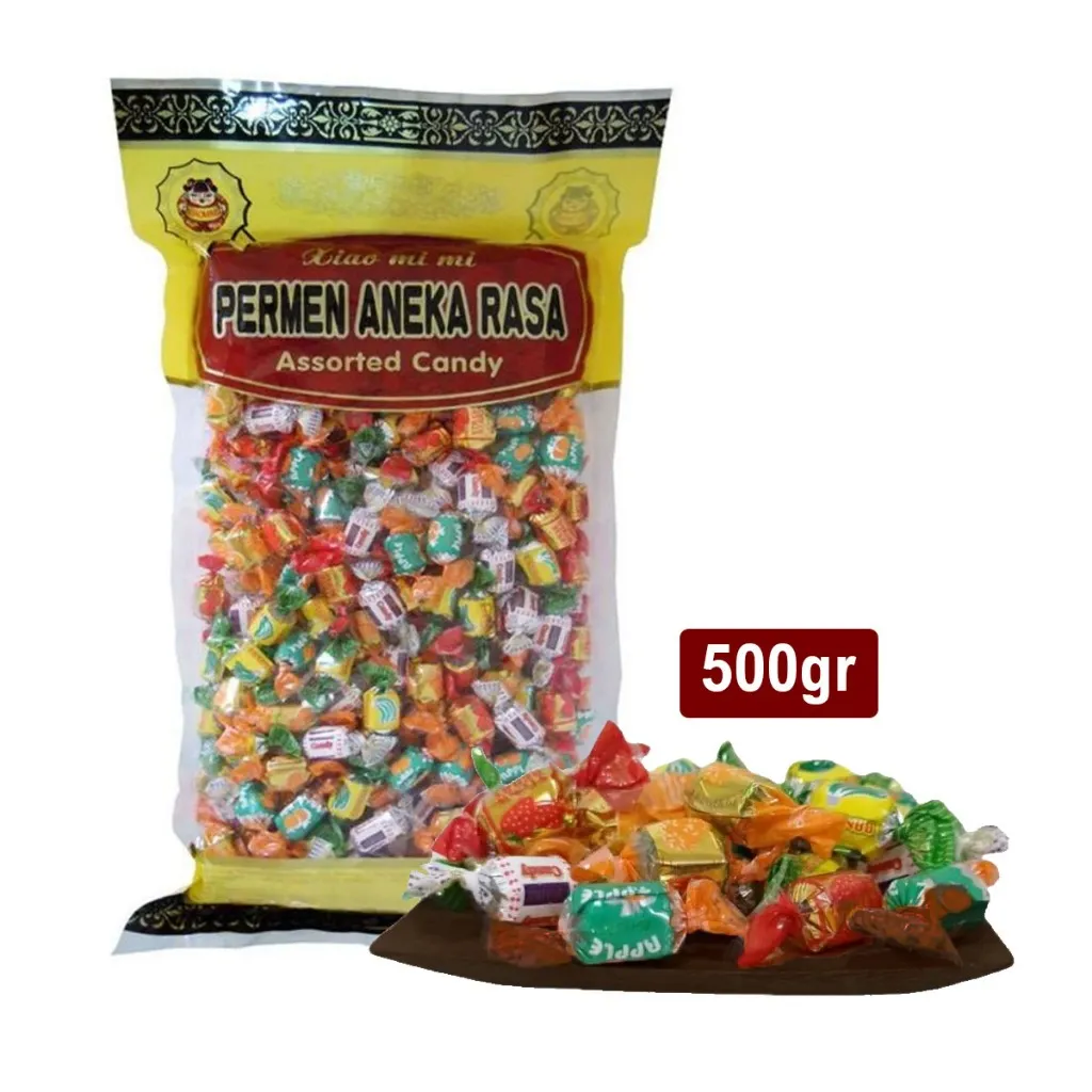Xiaomimi Permen Aneka Rasa Buah 500gr Isi 250pcs Assorted Candy Strawberry Leci Apel Nanas Pisang