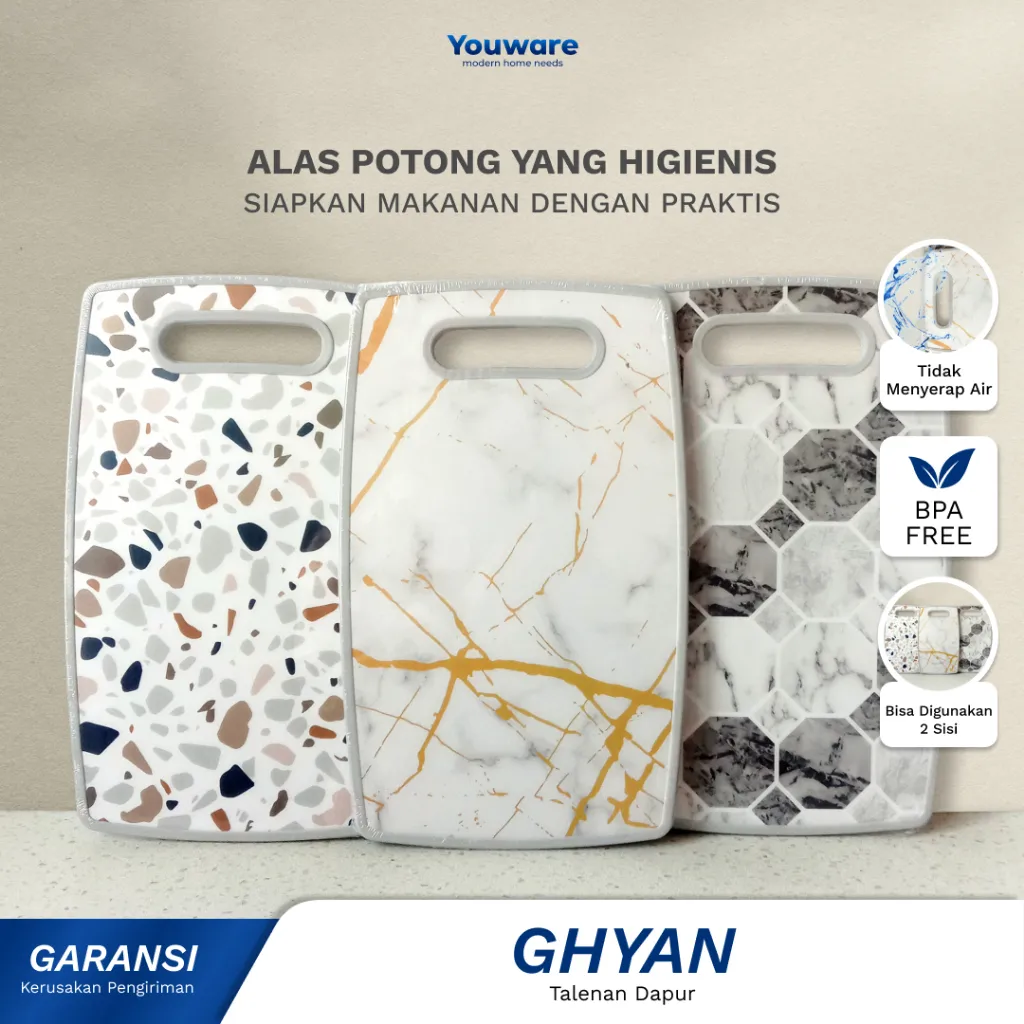 Youware - Ghyan Talenan Dapur / Talenan Wadah Pemotong / Kitchen Cuting Board / Talenan Plastik Motif Aesthetic Colourfull / Papan Pemotong