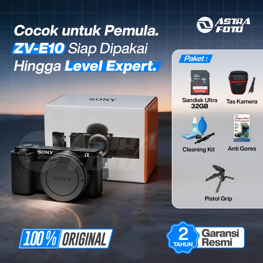 Sony Alpha ZV-E10 Body Only Mirrorless Camera - ZVE10 / ZV E10 Resmi
