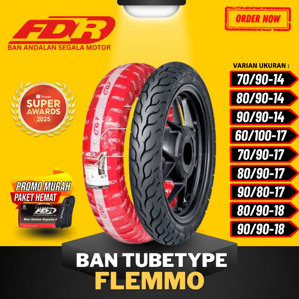 [READY COD] BAN FDR FLEMMO TUBETYPE RING 17 & RING 14 / BAN FDR TUBETYPE FLEMMO TT RING 14 & RING 17 ( 70/90-14 / 80/90-14 / 90/90-14 ) BAN FDR CITY FORCE SPARTAX TUBETYPE GARANSI RESMI