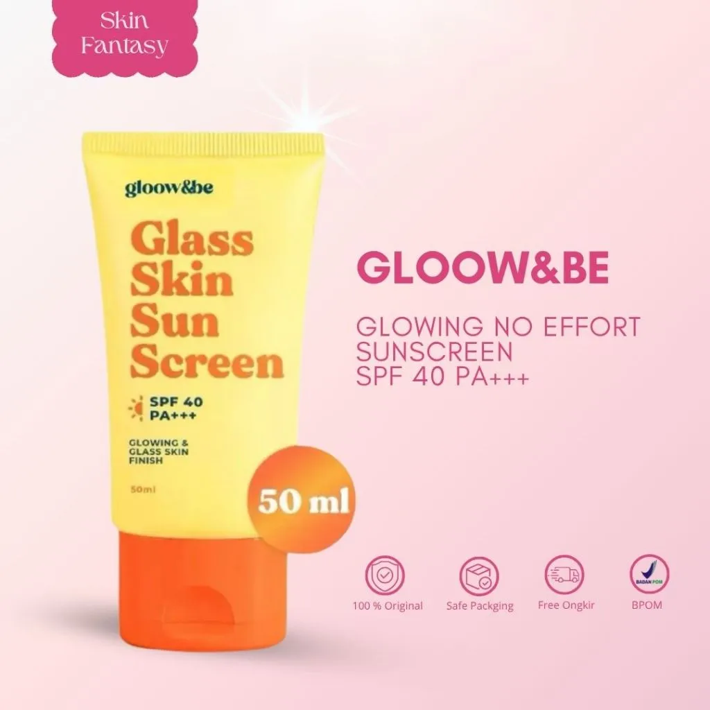 Gloow&be Glass Skin Sunscreen SPF40 PA+++ 50ml  Hybrid Membantu Mencerahkan Wajah