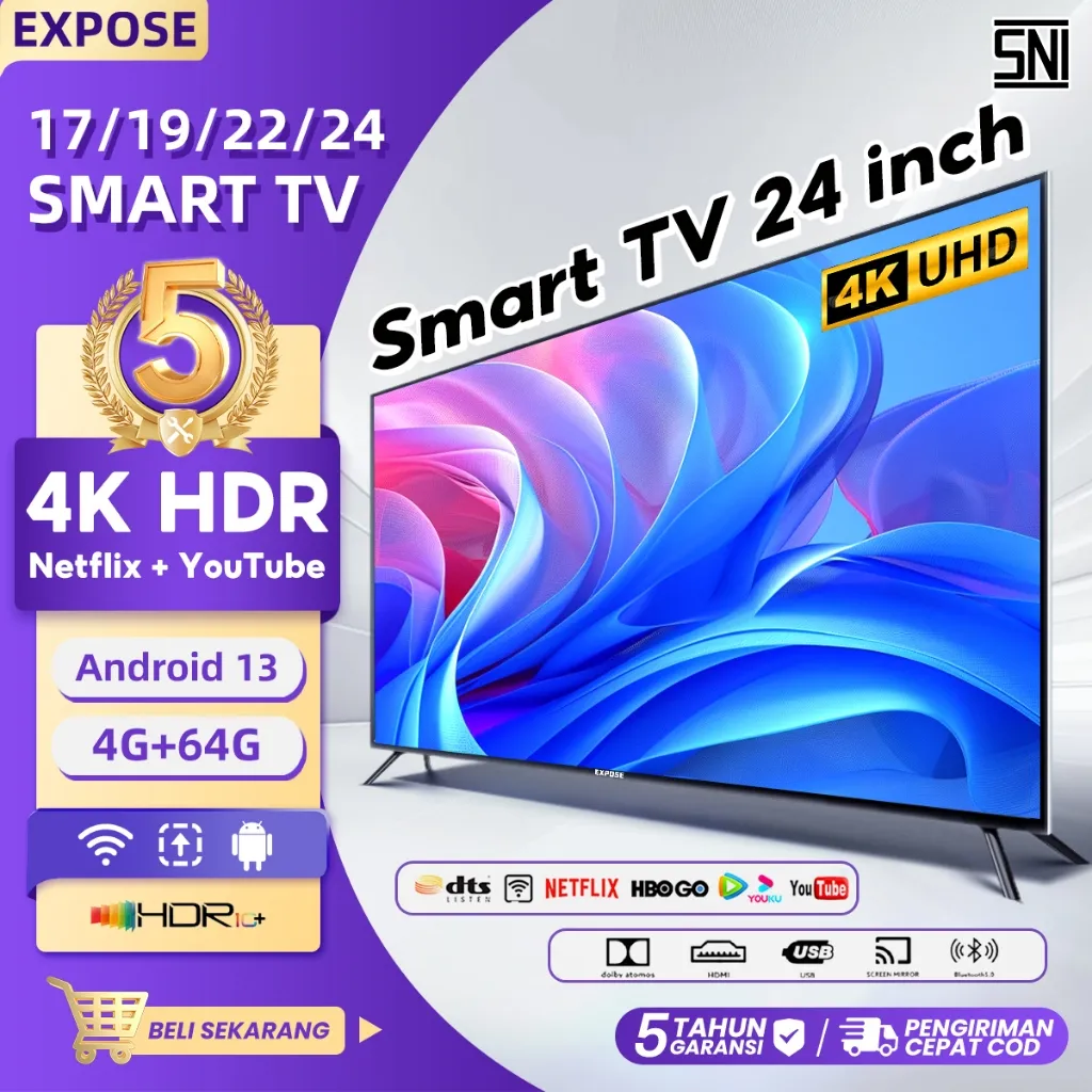 Smart TV 17/19/22/24 Inch TV Android borderless mirrored Dolby Audio TV WI-FI Youtube Netflix Google