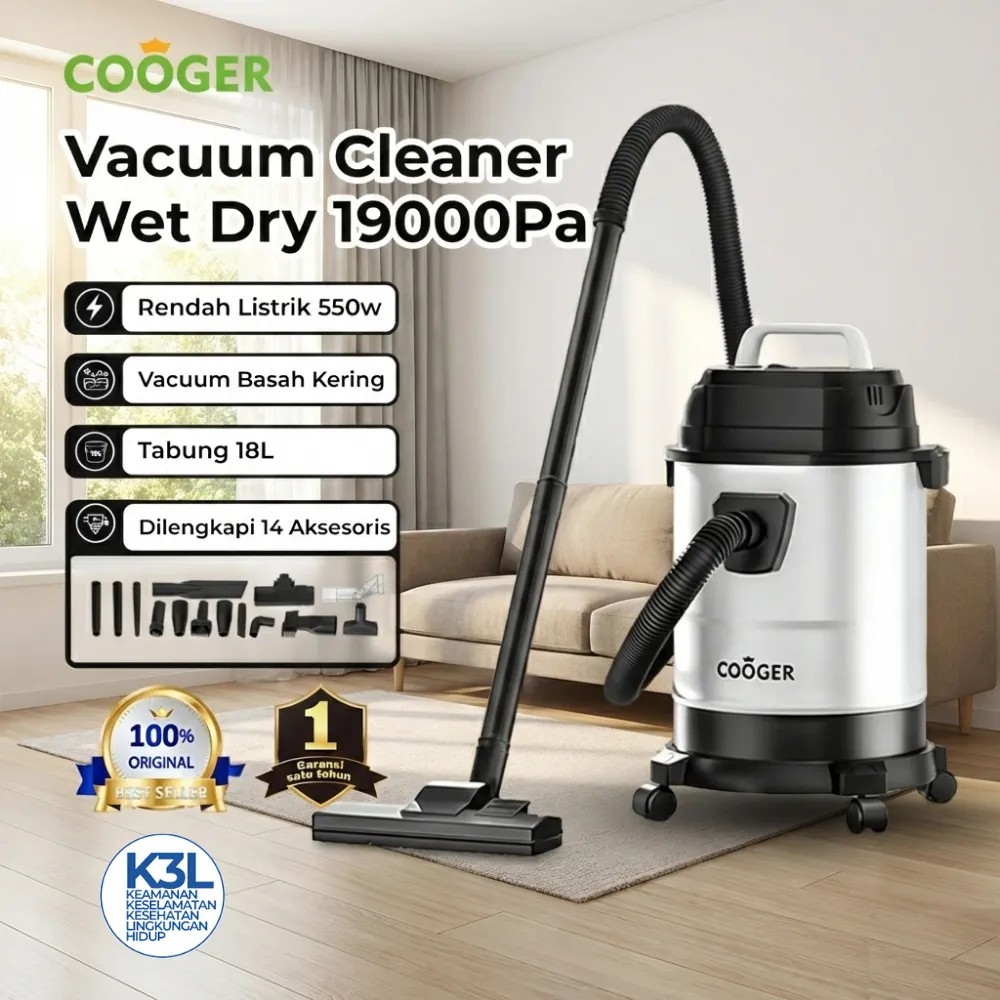 COOGER 14IN1 Vacuum Cleaner Wet Dry Penyedot Debu Rumah 18L Penghisap Debu Serbaguna Garansi 1 Tahun
