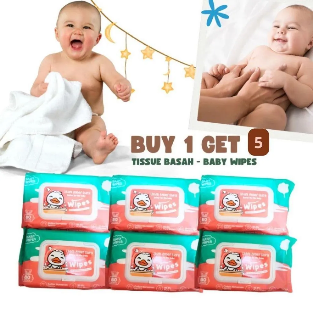 [BUY 1 GET 6] Tissue 6 Pack | 1 Pack Tisu Tissue Basah Murah Promo Little Angel Fresh & Clean Wipes  80 s Tisu Basah Ganti Popok Bayi Newborn