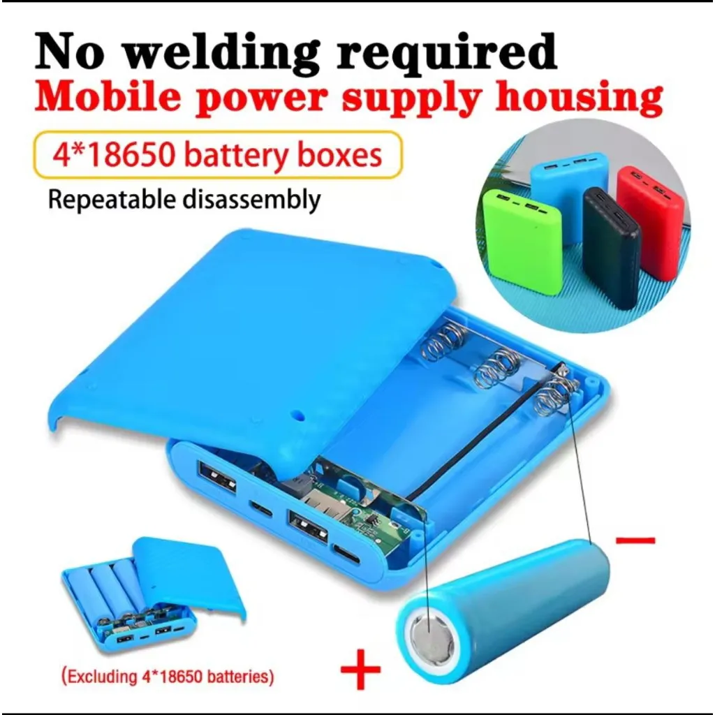 Case 4x 18650 Diy powebank 2.4A 4led indicator micro & type C