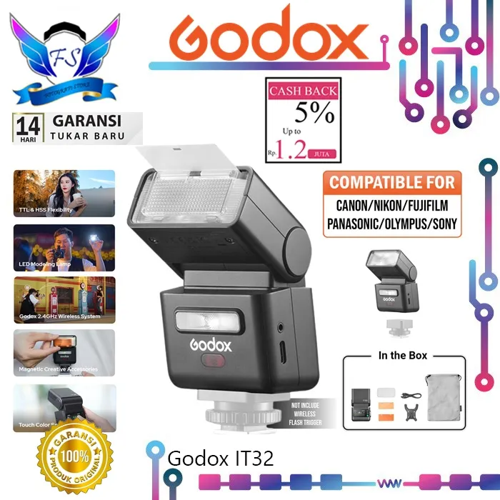 Godox IT32 iFlash TTL Camera Flash Mini IT 32 Flash Kamera  Plus Godox X5 TTL Original