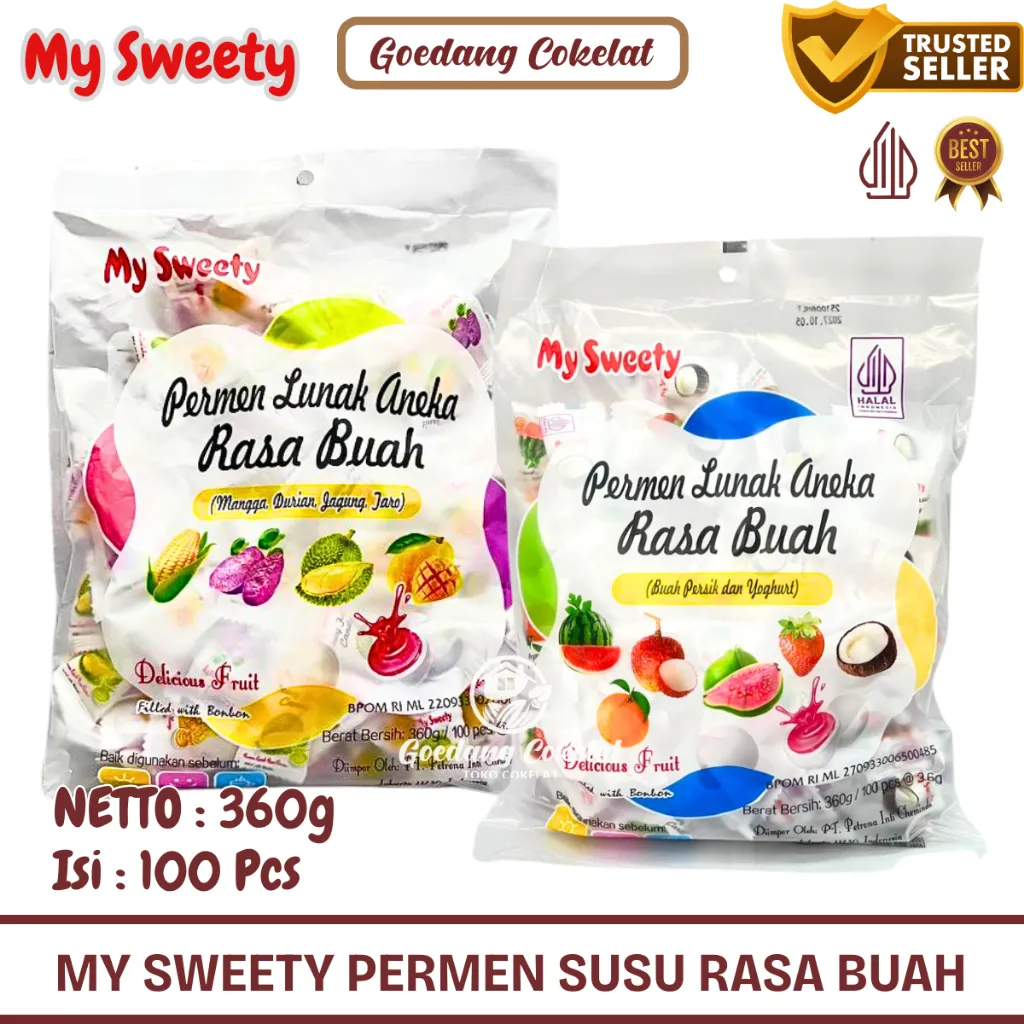 My Sweety Permen Susu Lunak Aneka Rasa Buah 100PCS / 360g