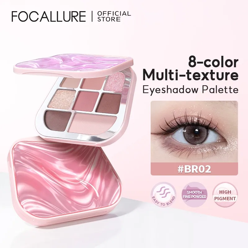 FOCALLURE 8-color Eyeshadow Palette Matte Shimmer High Pigment Silky Texture