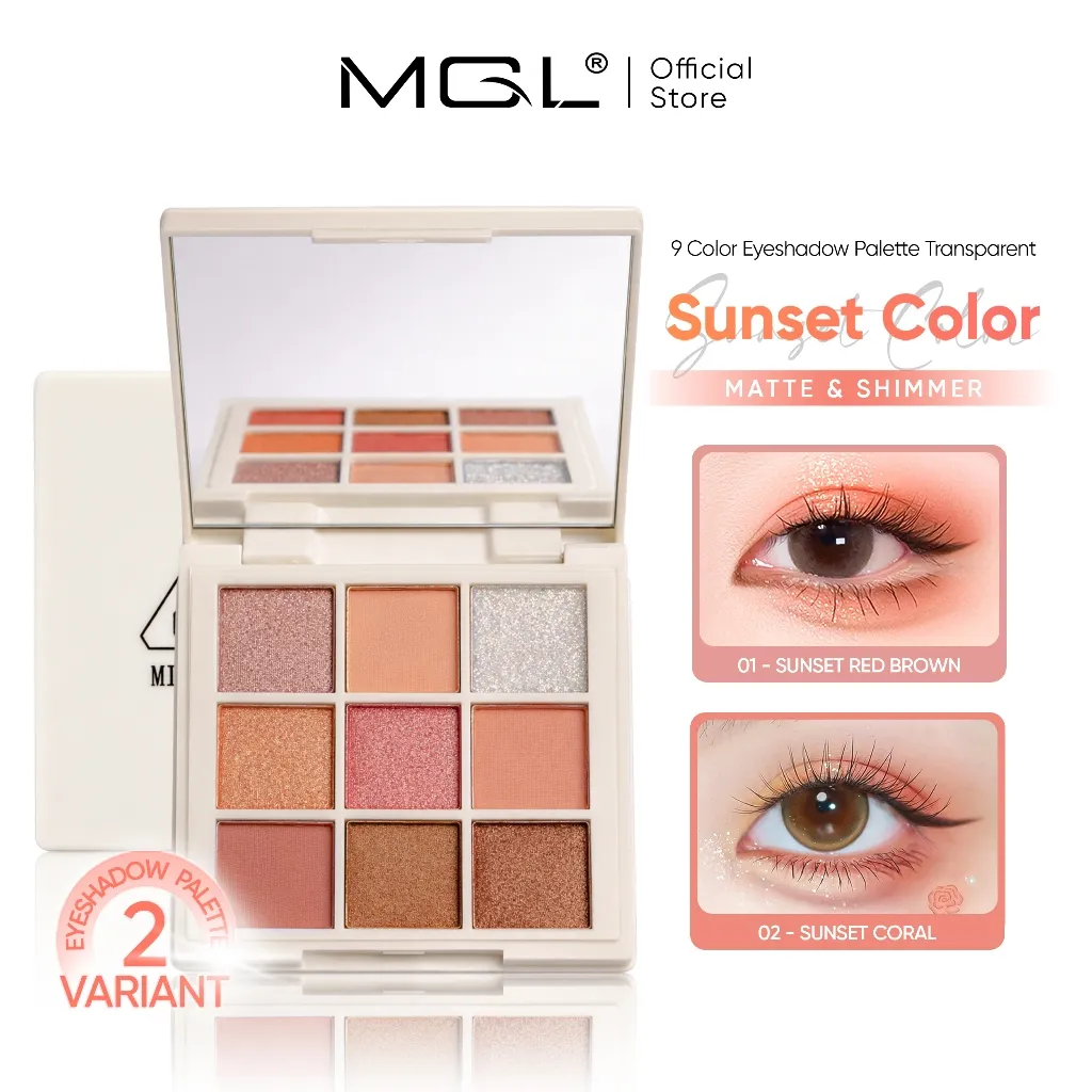 MGL Eyeshadow Palette Transparent 9 Color Shimmer Matte Pigmented & Waterproof