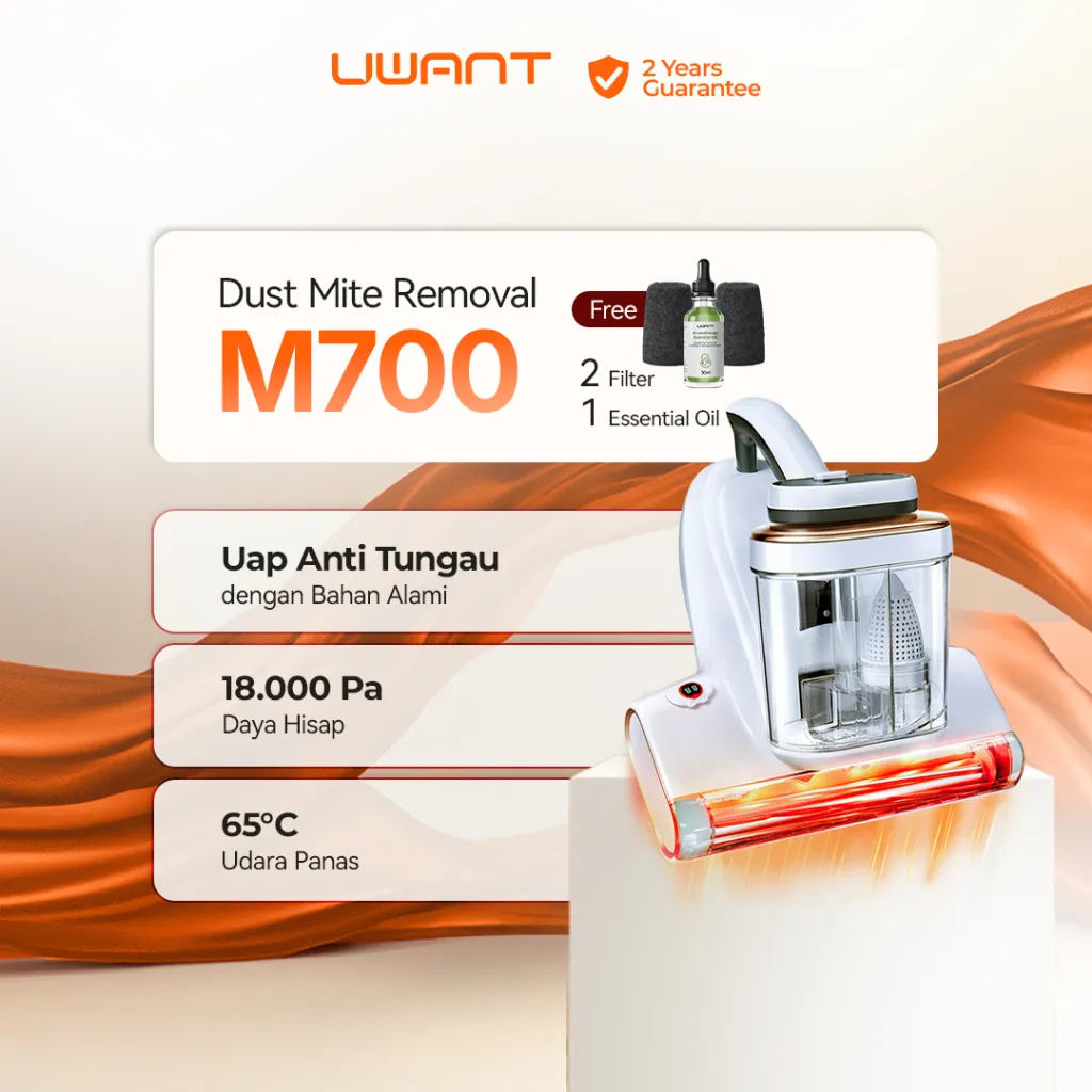 UWANT M700 Dust Mite Vacuum Cleaner Uap Anti-Tungau Dengan Bahan Alami 18Kpa Cahaya UVC