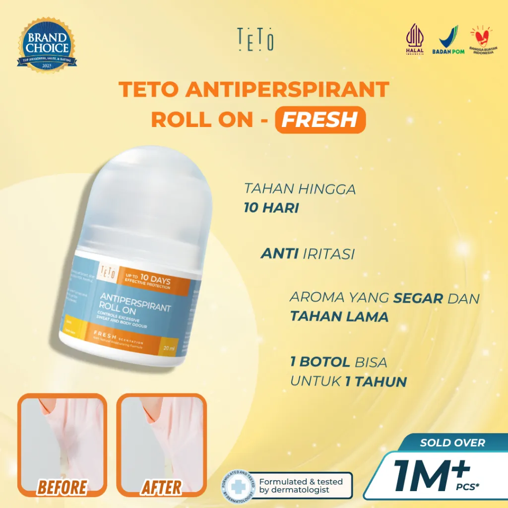 TETO Antiperspirant Bukan Deodorant Fresh 20ml yang mengurangi keringat & bau badan hingga 10 Hari