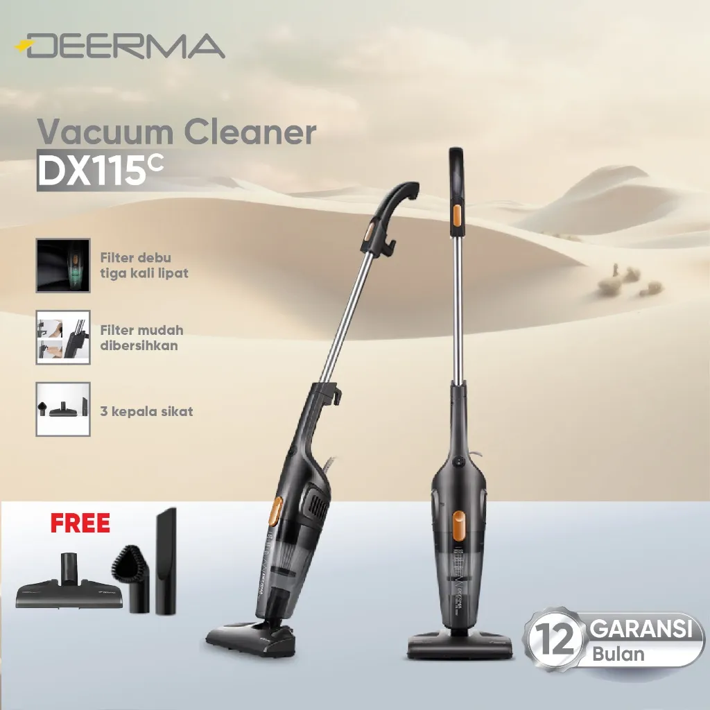Deerma DX115C Portable Handheld 2 in 1 Silent Vacuum Cleaner home penyedot debu