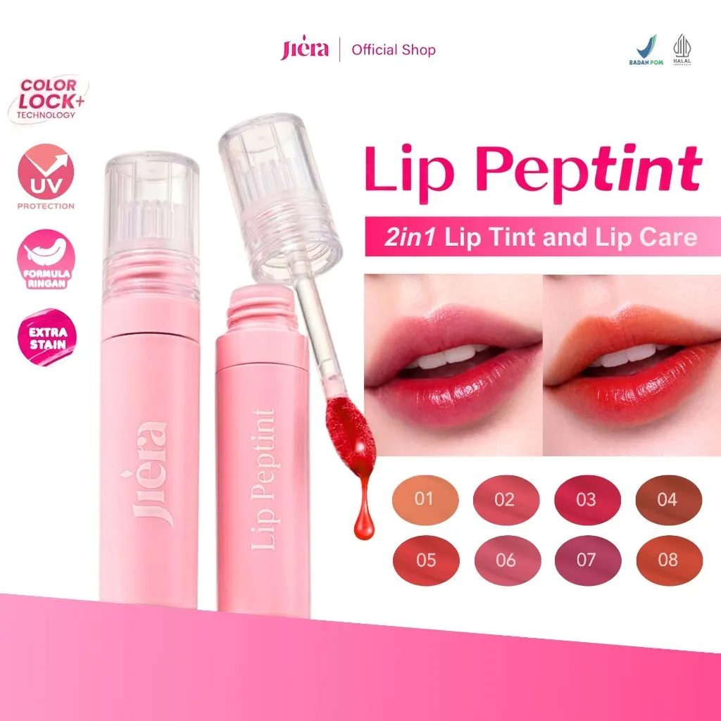 [NEW SHADE] JIERA Lip Peptint with 2 in 1 Function Lip Tint & Lip Care, UV Rays Protection, Lightweight, Longlasting, Moisturizing