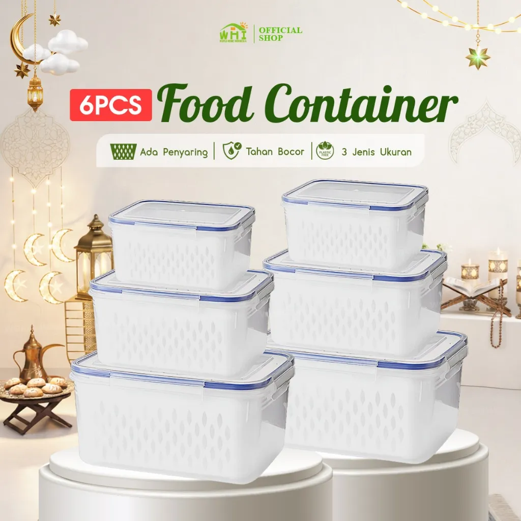 World Home Set Kotak Plastik Kedap Udara BPA Free Sekat Keranjang Kotak Makanan Plastik Beranak