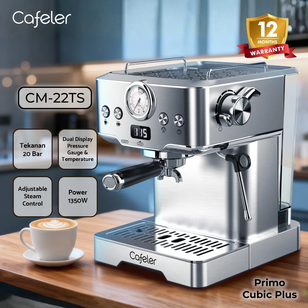 Cafeler Mesin Kopi Espresso 20 Bar Coffee Maker Stainless Steel Fast Heating Sistem
