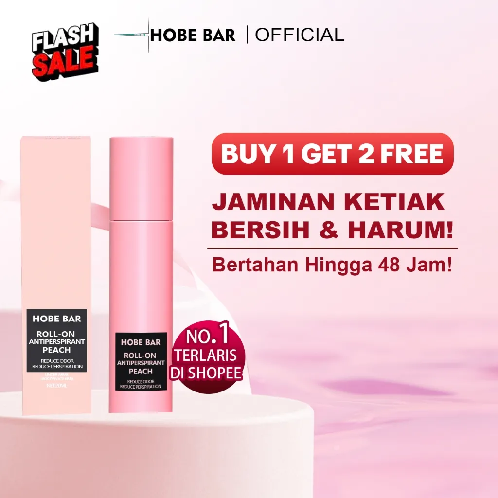 HOBE BAR Roll-on Antiperspirant (Peach) | Deodorant Antiperspirant Ketiak Kering Wangi Fresh | Deodoran Anti Bau Badan Body Odor - Ampuh Mengurangi Keringat Berlebih (Hyperhidrosis) Pada Ketiak Hingga 48 Jam