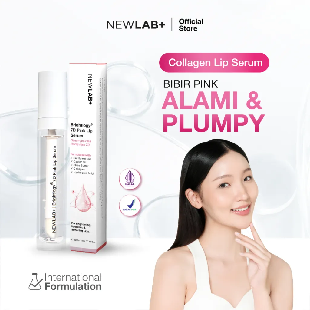 NEWLAB Brightlogy Pink Lip Serum | Lip Care untuk Bibir Gelap | Serum Bibir Mencerahkan | Pelembap Bibir 4ml