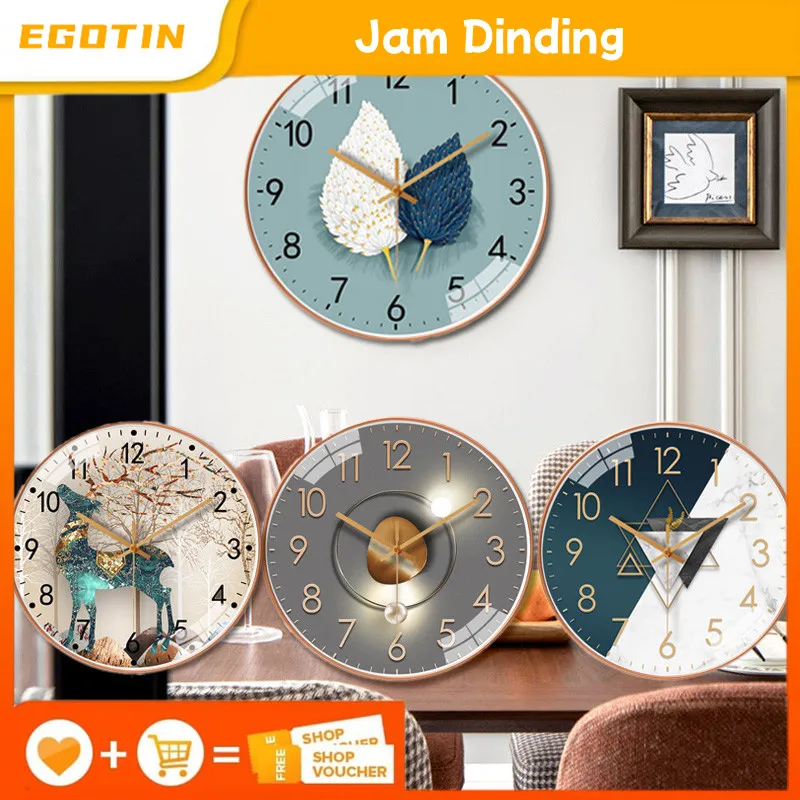 EGOTIN Jam Dinding Minimalis Mesin with Quartz Movement Diameter 12inch/30CM