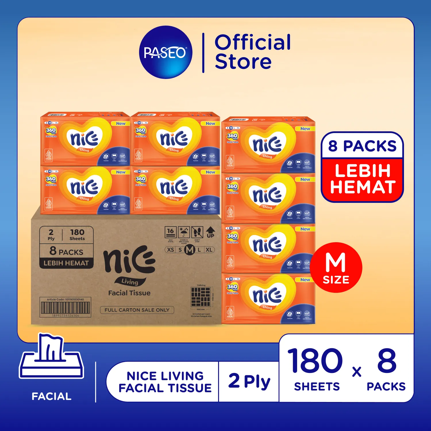 LEBIH HEMAT Bundle 8 NICE Living Facial Softpack 360 helai | Tisu Wajah Serbaguna