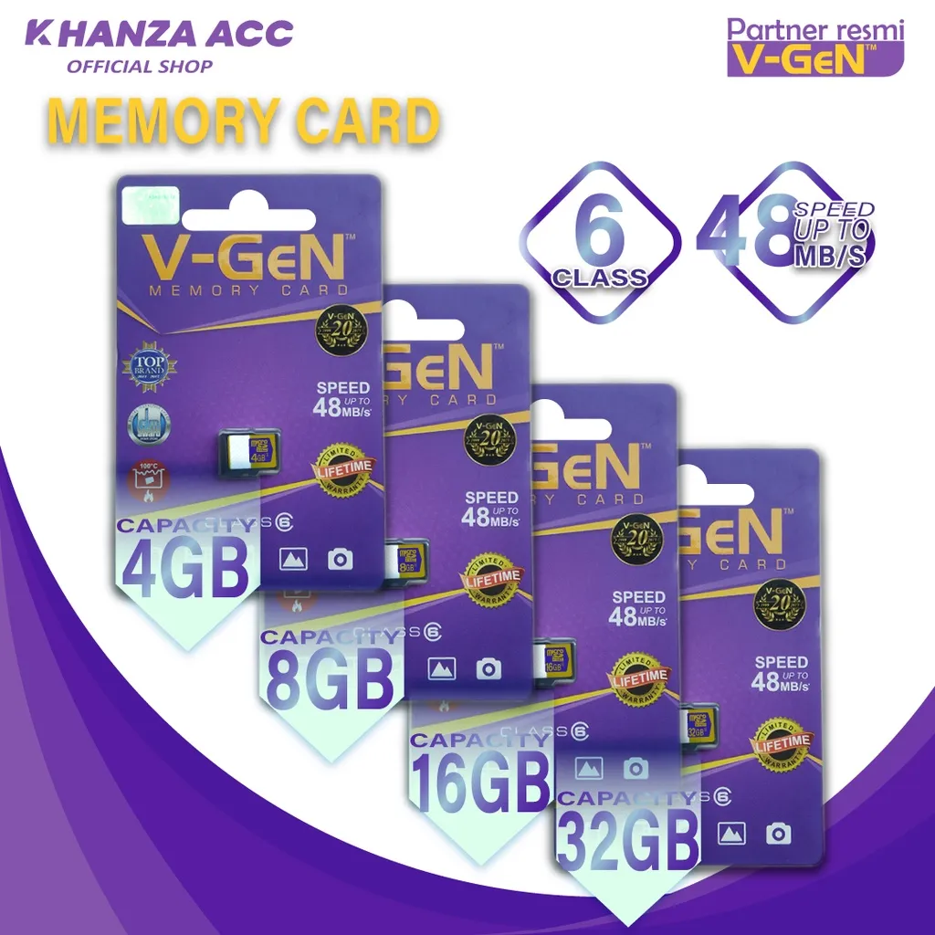 KHANZAACC PROMO EXLUSIVE MEMORI HP 4GB 8GB 16GB 32GB MICRO SD VGEN CLASS 6 ORIGINAL BERGARANSI RESMI